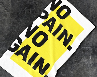 Gym workout sweat towel for sport exercise fitness Motivation gift with  black and yellow design for yoga, pilates, a top His Her gym gift