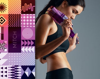 Gym Towel Custom Designed Personalized ~Unique Print Towel ~Fitness Lovers Gift ~Workout Lovers ~Sports Towel ~Geometric Print ~Workout Gift