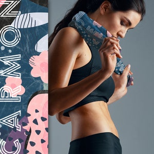 Womens Personalised Gym Gift ~ Custom name on Yoga Towel ~Custom Gym Workout Towel with Aesthetic Design ~Active, Sports, Graduation Gift