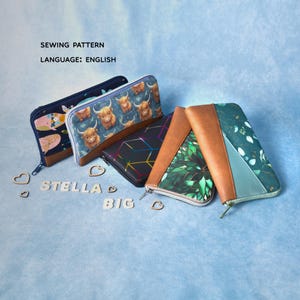 Patrón de billetera, billetera con cremallera, Stella Big, patrón INGLÉS