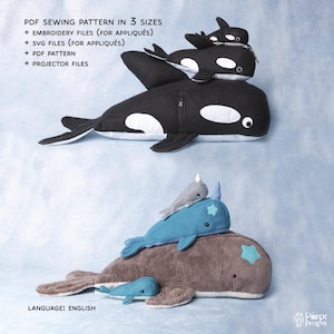 whale sewing pattern, 3 sizes PDF Whale Pattern, ENGLISH sewing pattern