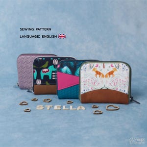 Patron de portefeuille, portefeuille zippé, Stella mini, modèle ANGLAIS