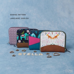 Patrón de billetera, billetera con cremallera, Stella mini, patrón INGLÉS