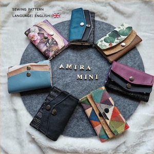 Wallet sewing pattern, wallet Amira, ENGLISH pattern