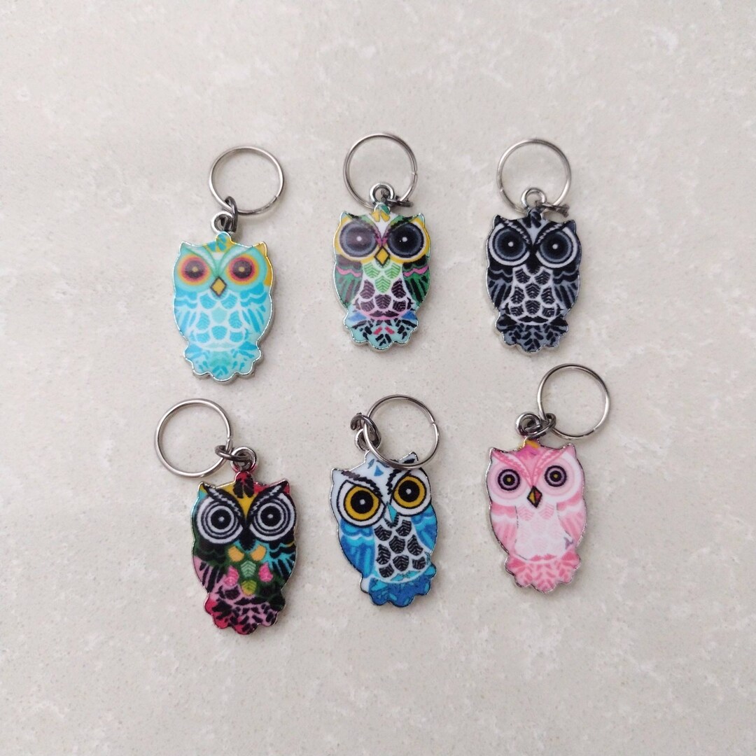Owl Stitch Markers, Owl Progress Markers, Knitting Crochet Charm