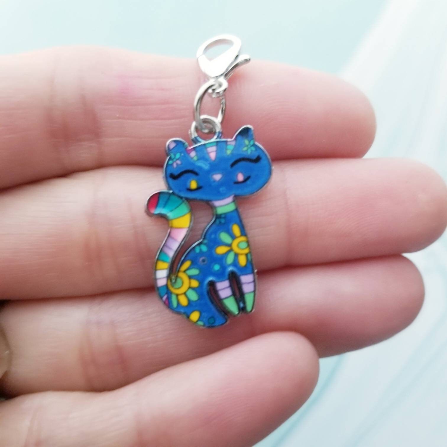 Cat Zipper Pull Charm Purse Charm Stitch Marker Knitting Etsy