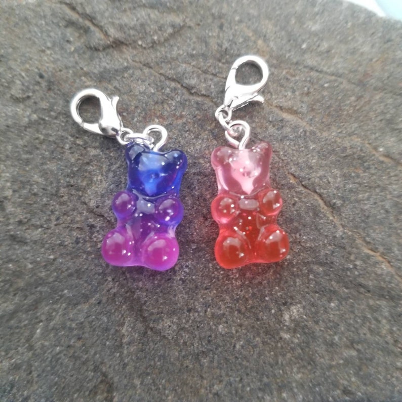 Glitter Gummy Bear Stitch Markers, Bear Stitch Notions, Progress Markers, Knitting Crochet set of 7 image 4