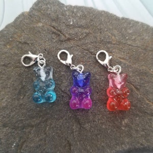 Glitter Gummy Bear Stitch Markers, Bear Stitch Notions, Progress Markers, Knitting Crochet set of 7 image 2