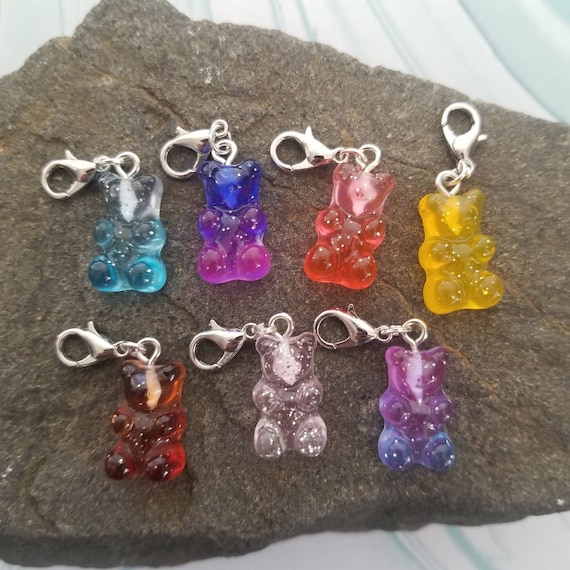 Gummy Bear Glitter Stitch Markers for Crochet and Knitting Set of
