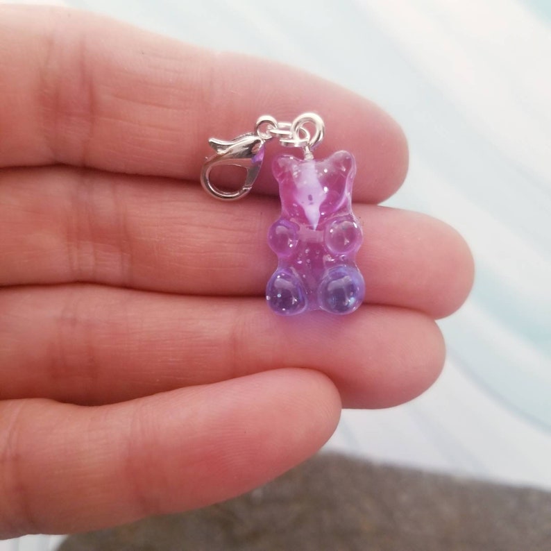 Glitter Gummy Bear Stitch Markers, Bear Stitch Notions, Progress Markers, Knitting Crochet set of 7 image 5