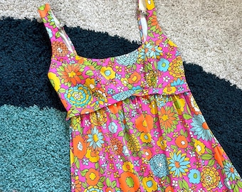 Vintage 60s Day-Glo Flower Power Dress