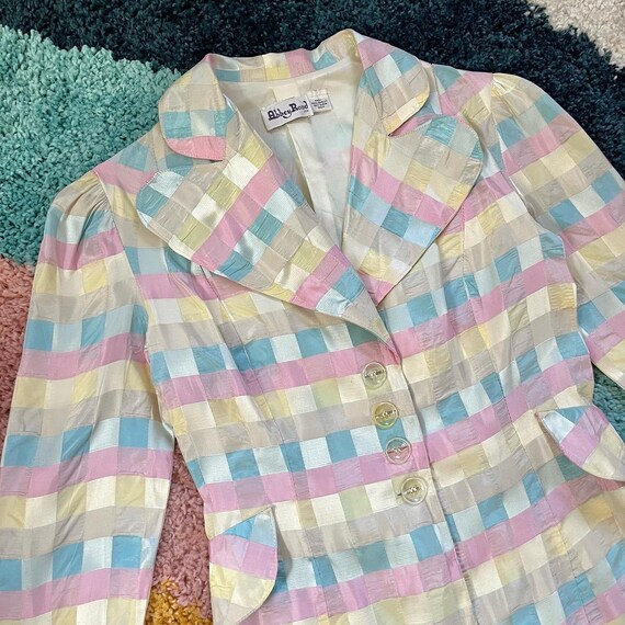 Vintage Abbey Road Pastel Gingham Blazer - image 3