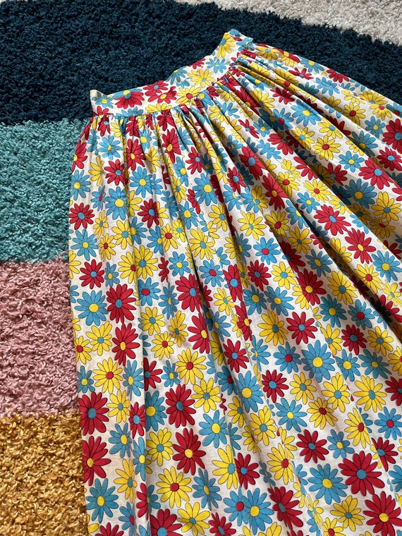 Vintage 60s Primary Colors Flower Power Skirt - image 5