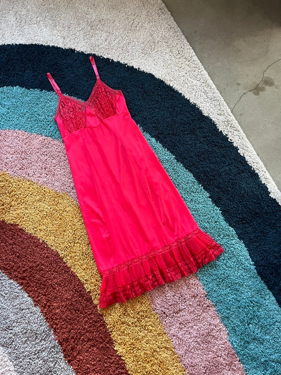 Vintage 50s-60s Sexy Red Sheer Bust Slip