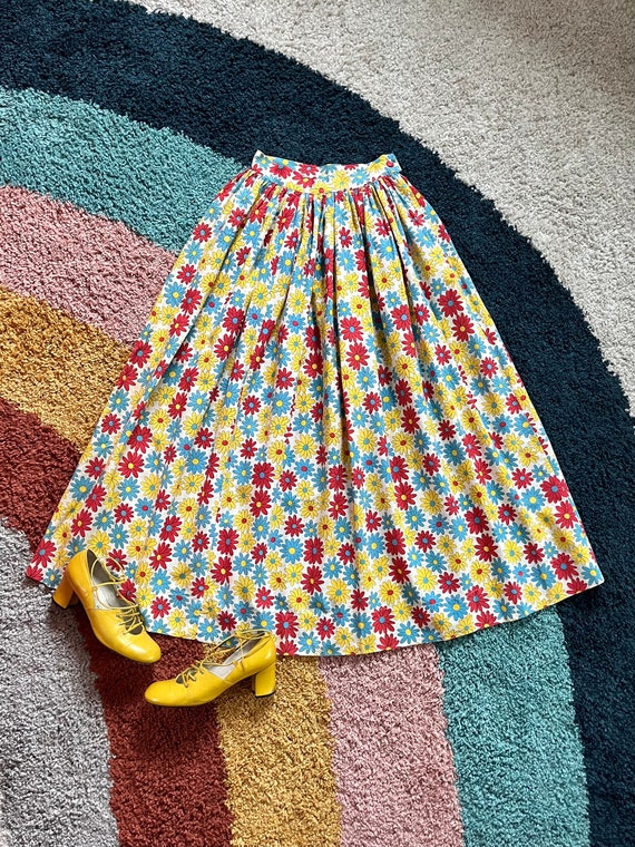 Vintage 60s Primary Colors Flower Power Skirt - image 4
