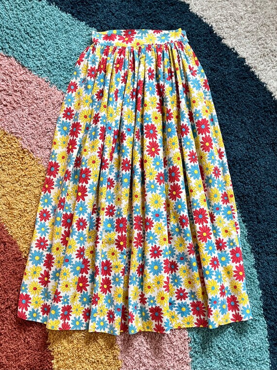 Vintage 60s Primary Colors Flower Power Skirt - image 3