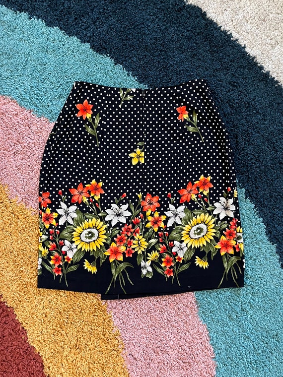 Vintage 90s Flowers & Polka Dots Skirt - image 5