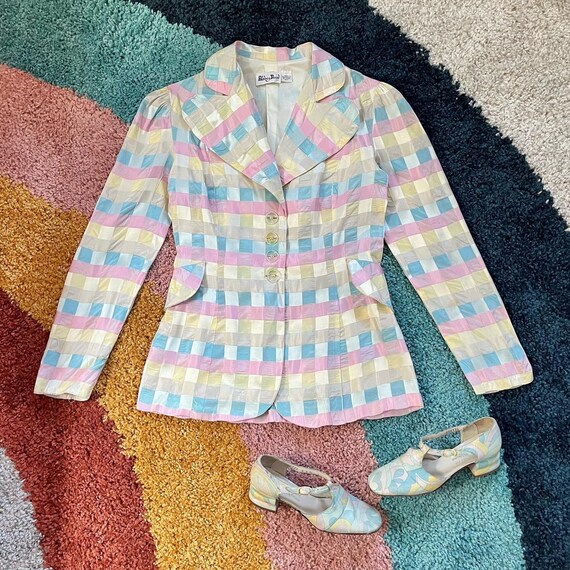 Vintage Abbey Road Pastel Gingham Blazer - image 1