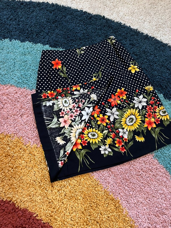 Vintage 90s Flowers & Polka Dots Skirt - image 4