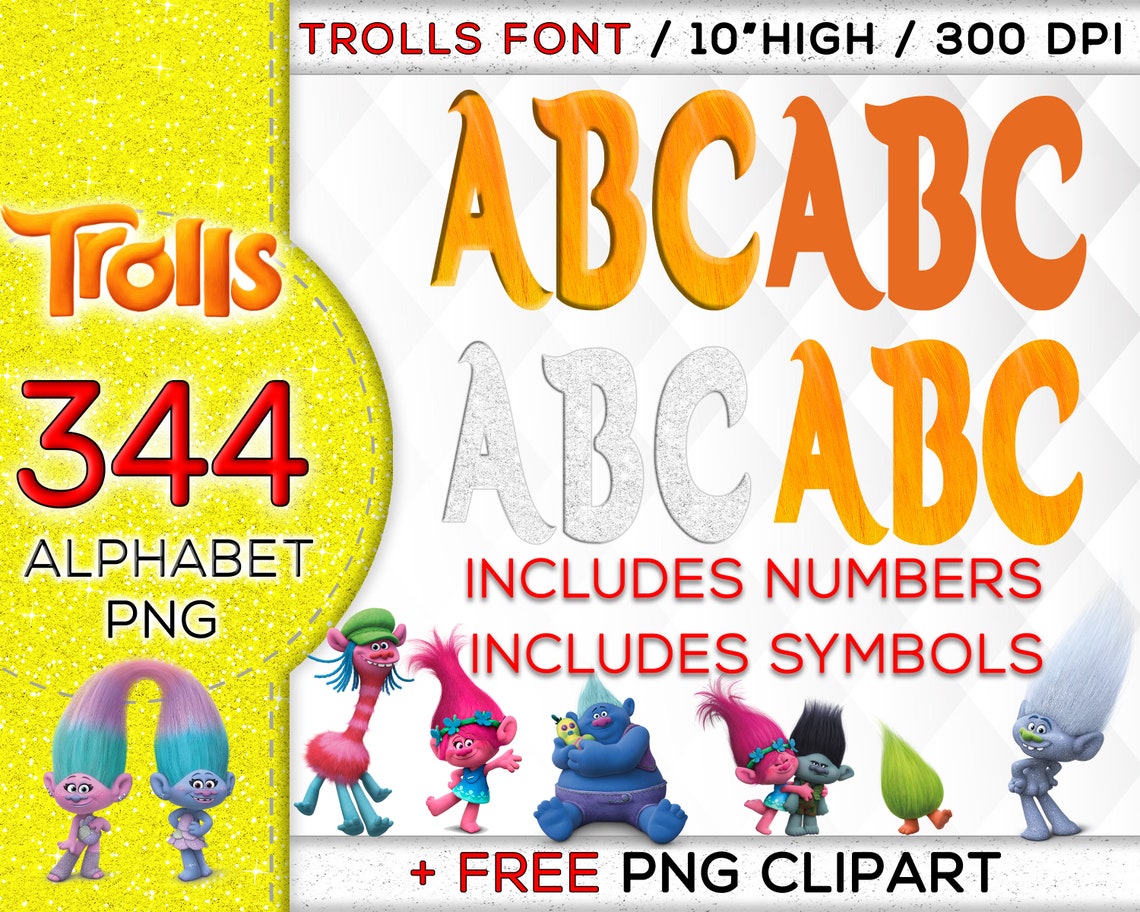 Trolls Alphabet Trolls Clipart Trolls Font Trolls 2 Trolls Etsy UK