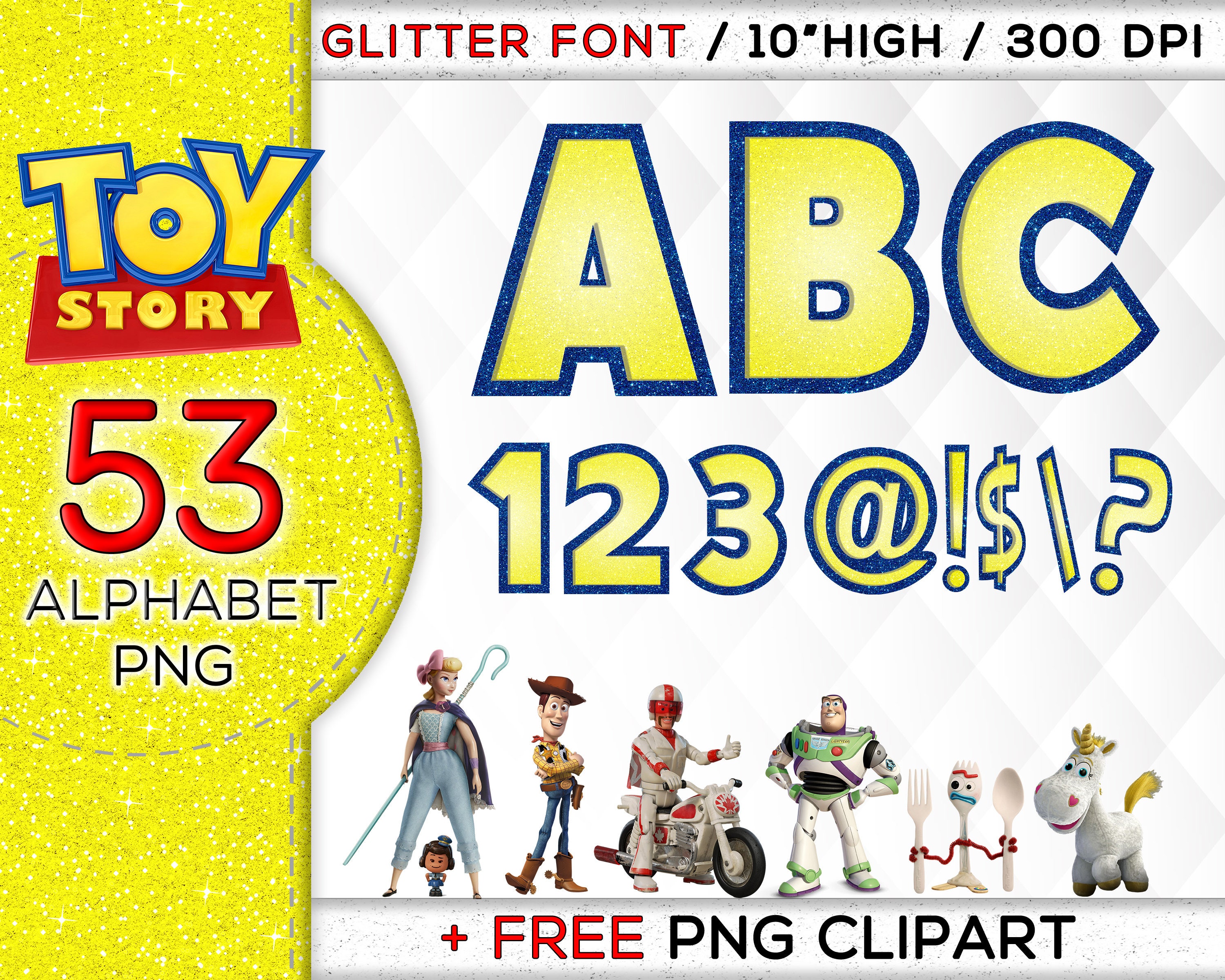 Toy Story Alphabet Toy Story Clipart Glitter Alphabet Toy - Etsy