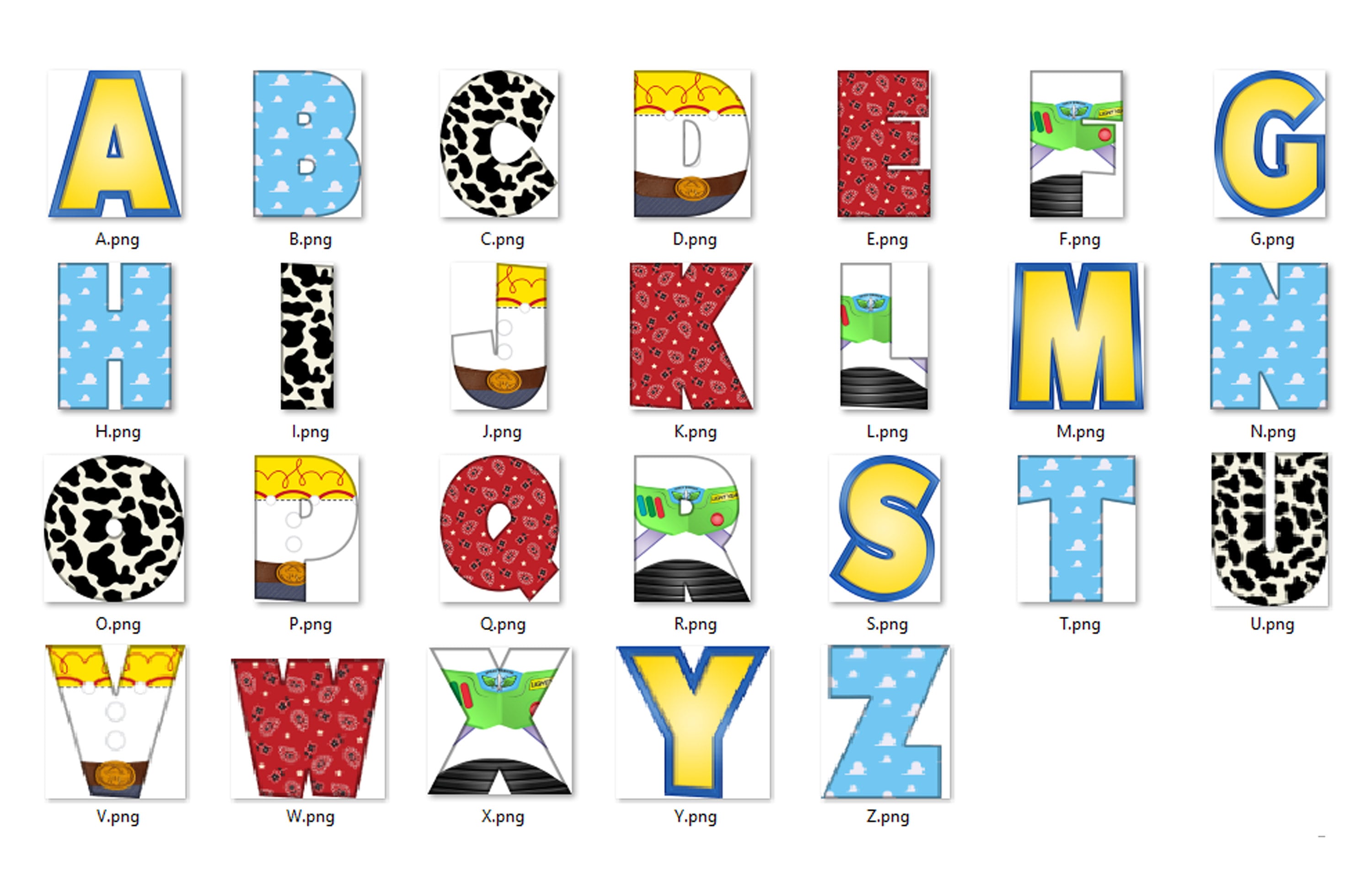 Toy Story Alphabet Toy Story Clipart Mixed Alphabet Toy Etsy