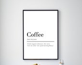Coffee Kitchen Definition Print Poster Quote Wall-art Gift Wall Art