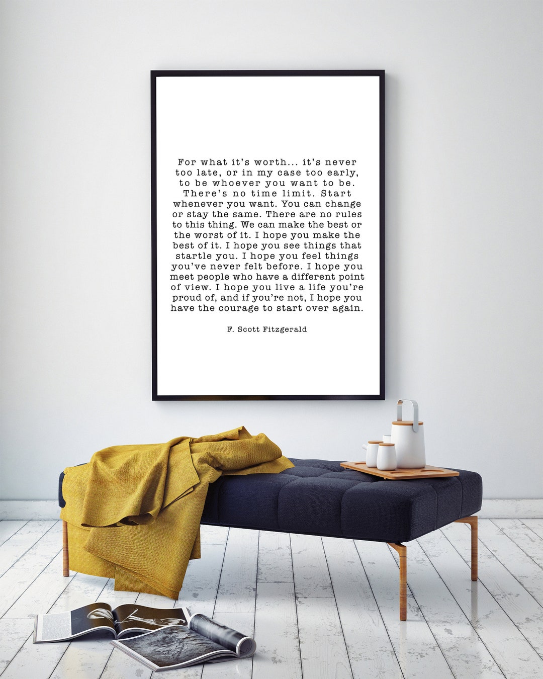 For What It's Worth F. Scott Fitzgerald Quote Print Wall Art - Etsy UK