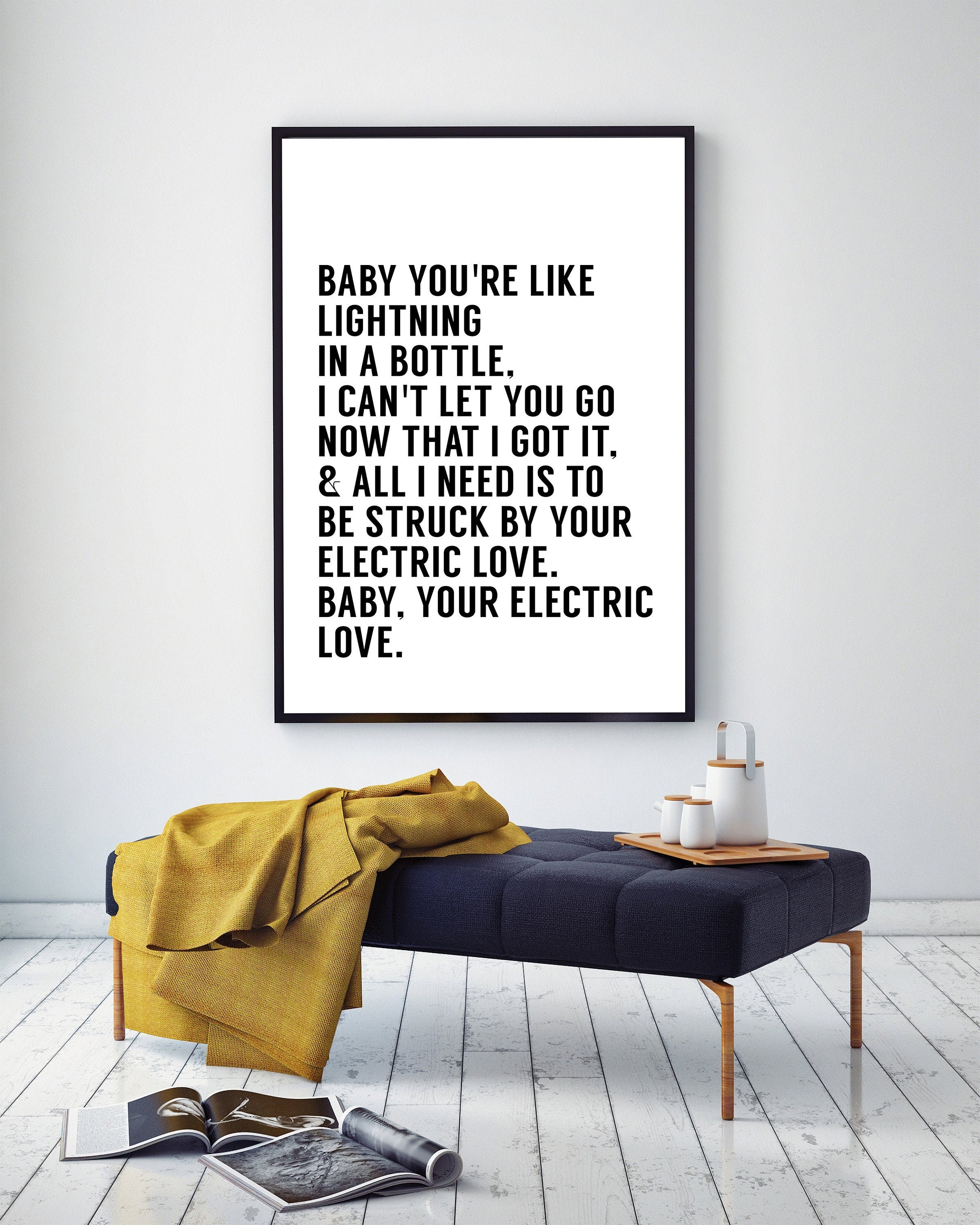 Electric Love Song Lyrics Quote Print Picture Wall Fine Art Etsy