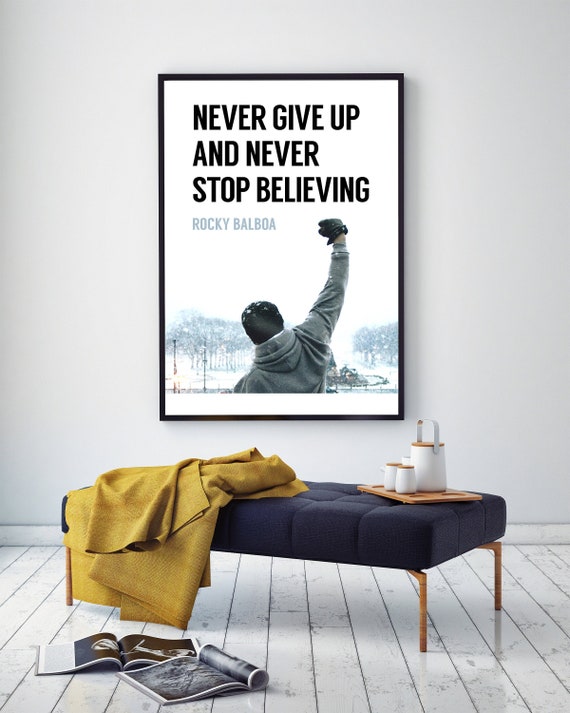 Rocky Movie Poster Rocky Balboa Inspirational Quote Never Give Up Poster