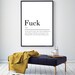 Fuck Definition Print Poster Quote Wall-art Gift Wall Art