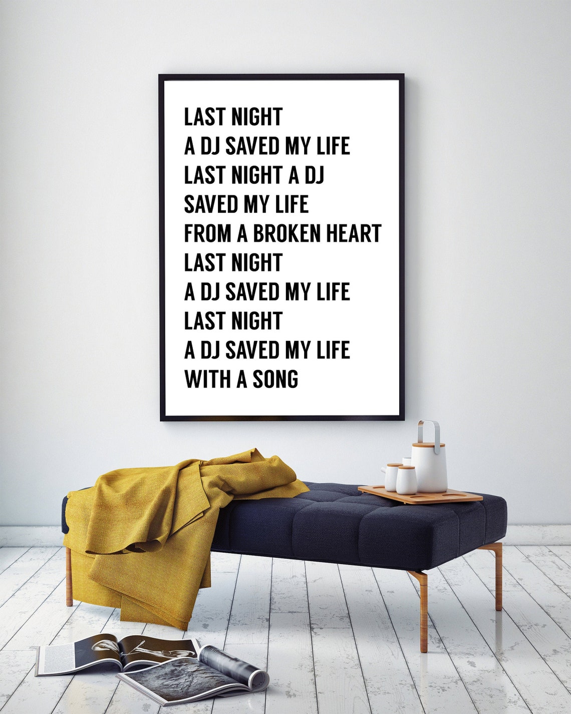 Last Night A DJ Saved My Life Song Lyrics Quote Print Picture Etsy