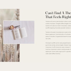 May include: An open book, eyeglasses, and a cup of coffee with latte art are arranged on a white surface, with a wheat field in the background. The text reads "Can't Find A Therapy That Feels Right?"