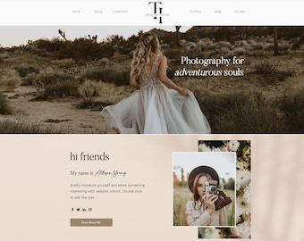 Website Template for Photographers | Boho Natural Website Template | Wix Website for Female Coaches/Entrepreneurs | Wix Editor