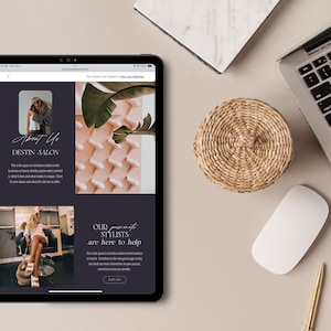 ipad mockup of hair stylist wix website template