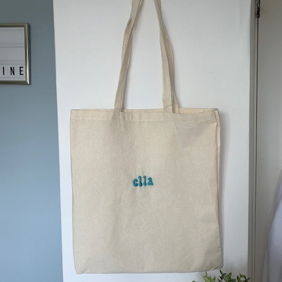 Custom Name Embroidered Canvas Tote Bag Embroidery 