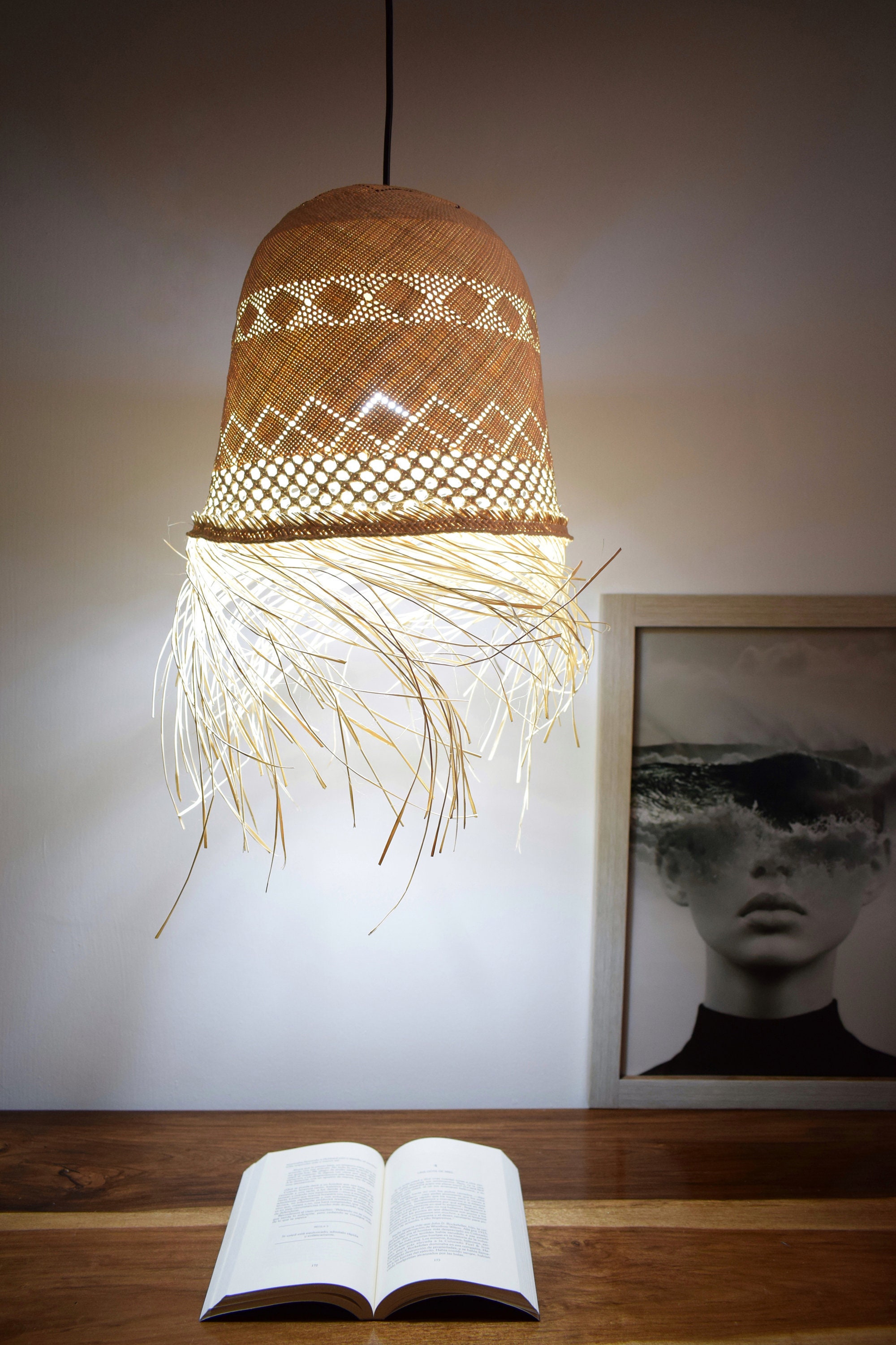 Straw Hanging Light Woven Natural Lamp Home Decor Lamp Lamp - Etsy