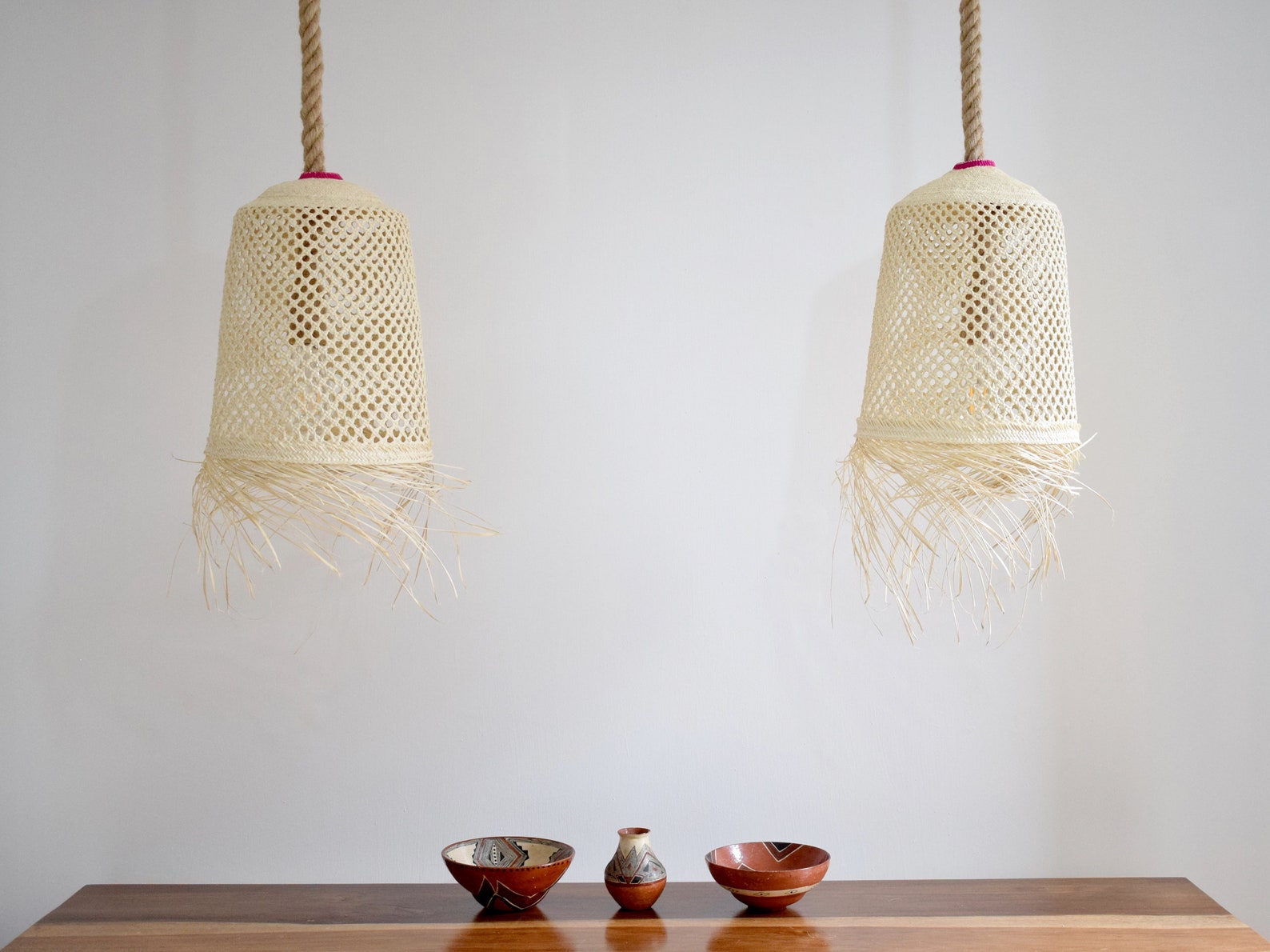 Woven Lamp, Light Shade Handmade Natural Simple Chandelier, Bohemian