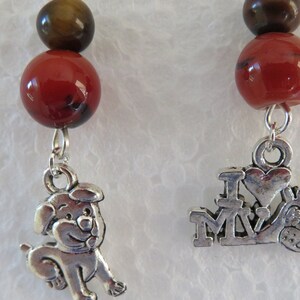 Tigers Eye & Doggy Charm Earrings