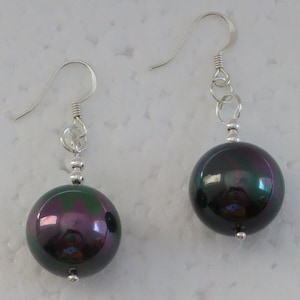 Black Shell Pearl & Sterling Silver Earrings