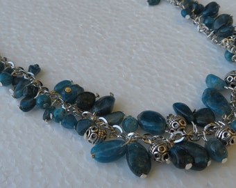 Apatite Bead & Silver Chain Necklace