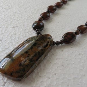 Rare Petrified Wood Druzy, Jasper & Onyx 18&quot; Necklace