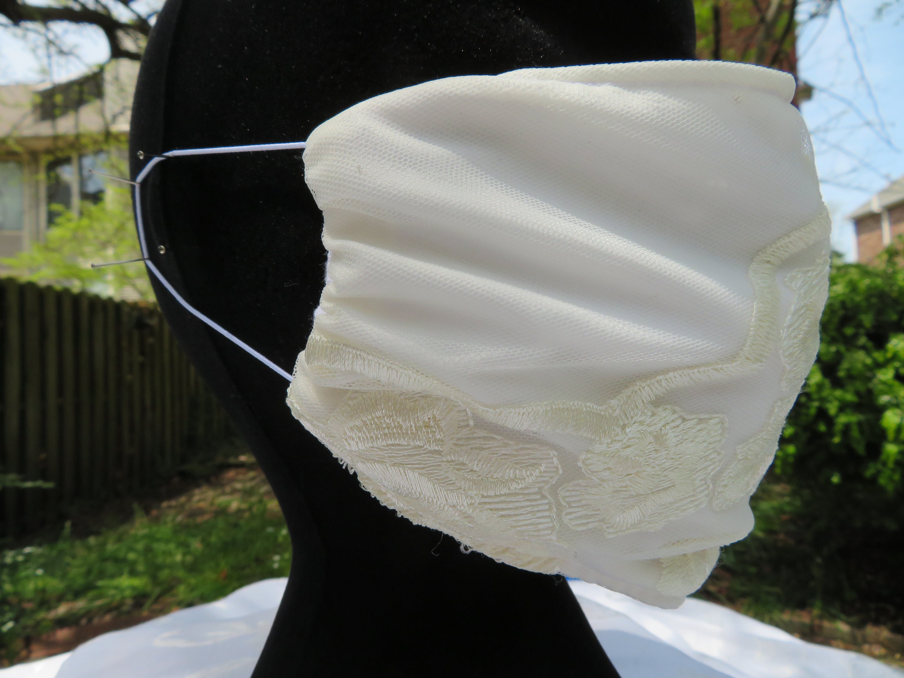 White Lace & Satin Designer Face Mask Etsy