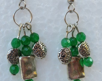 Emerald & Pewter Earrings