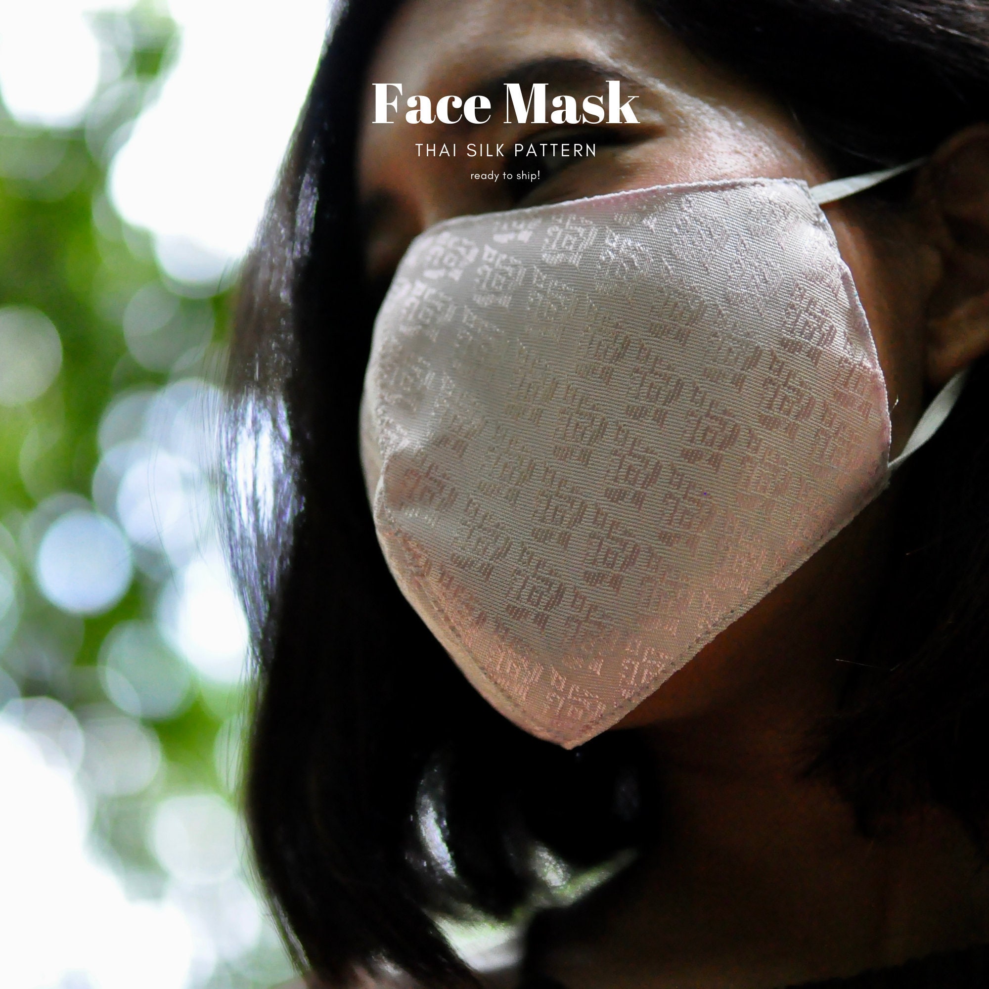 Pink Silk Face Mask Reusable Face Mask in Thai Silk Pattern Etsy