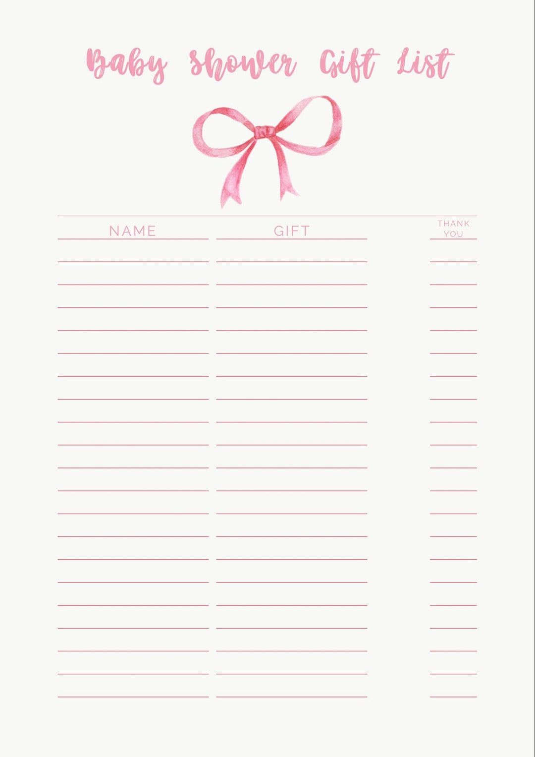 Girl Baby Shower Gift List - Etsy