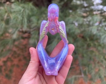 Purple Thinker Statue, Earthy Desk Decor, Aesthetic Room Decor, Boho Shelf Accent, Minimalist