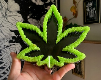 Pot Leaf Ashtray, Stoner Gifts, Custom Ashtray, Stoner Room Decor