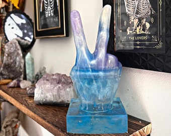 Custom Peace Sign Statue, Large, Shelf Decor, Ring Holder, Hippie Room Decor, Abstract Decor, Cool Art Sculptures