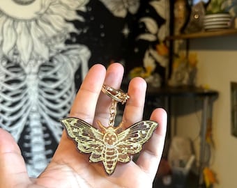 Custom Death Moth Keychain, Witchy Keyring, Gothic Accessories, Bug Keychain, Grunge Key Holder, Moth Pendant, Spooky things